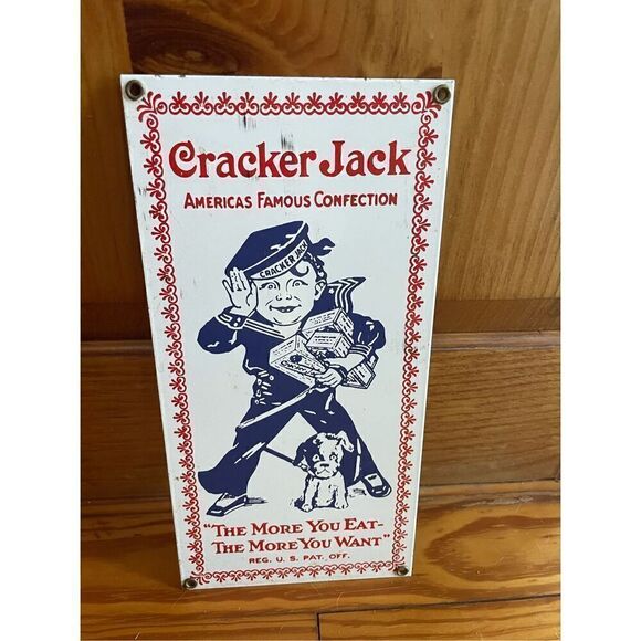 Vintage Cracker Jack Sign - America's Famous Confection 12x6 - Picture 1 of 3